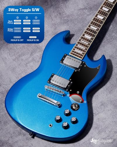 Image of Leo Jaymz 39 Inch Solid Body Electric Guitar - Poplar Wood Body,Maple Neck and Laurel Wood Fretboard (Navy Blue)