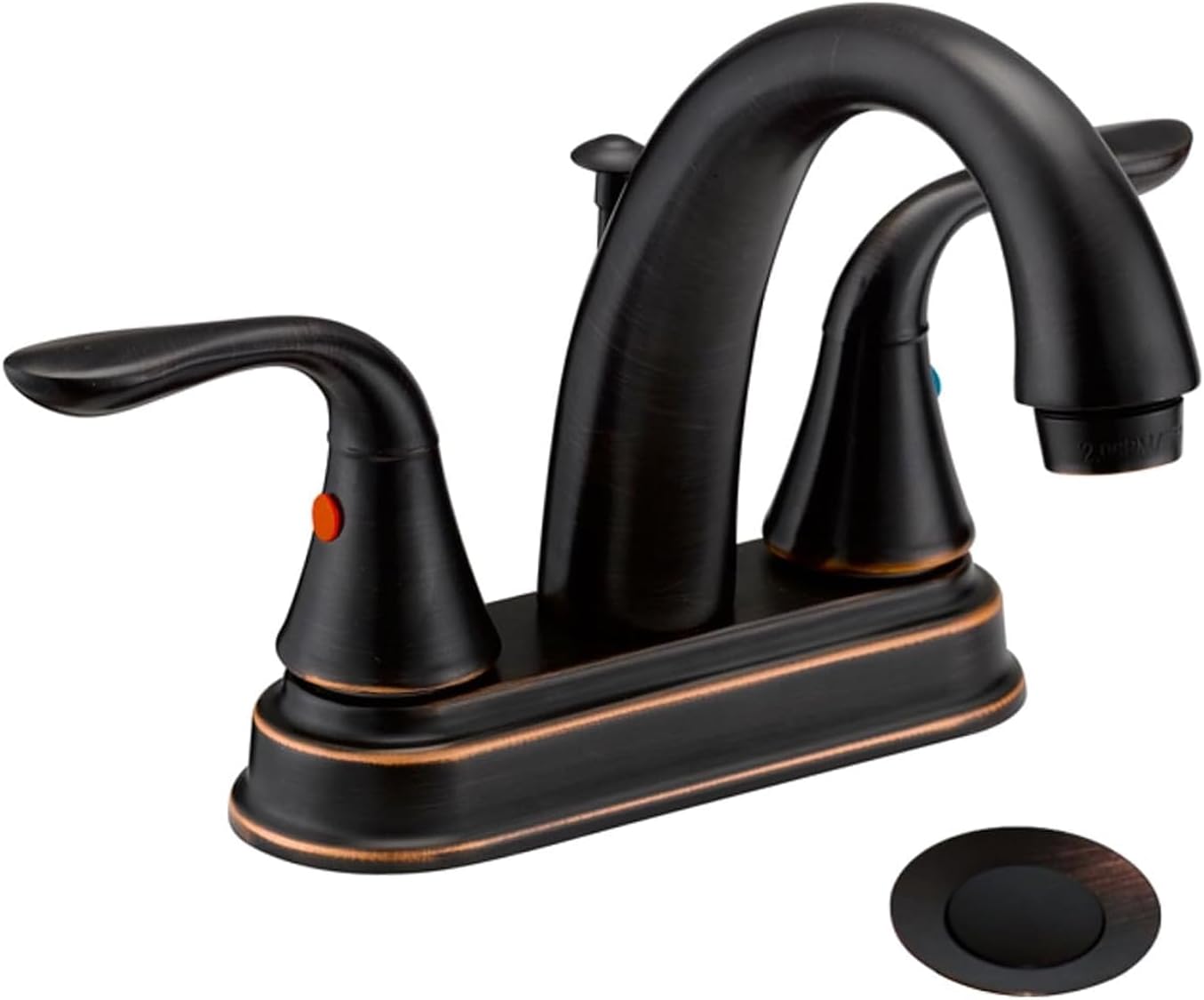 Designers Impressions 651634 Oil Rubbed Bronze Two Handle Lavatory Bathroom Vanity Faucet - Bathroom Sink Faucet with Matching Pop-Up Drain Trim Assembly