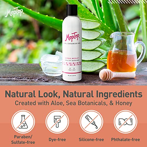 Moptop Curl Enhancer Gel, Reduces Frizz, Natural Ingredients, Kinky-Coily Curly Hair Gel, Made W/ ﻿Aloe, Sea Botanicals & Honey, (﻿Citrus Medley, 8Oz) #TOP2