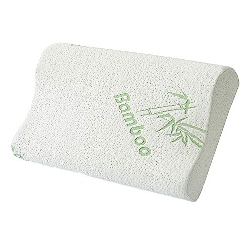 nunuku Almohada Cervical Viscoelastica Doble Altura, Reduce Dolores en Cuello y Espalda,Ideal Dormir de Lado y Boca Arriba,Funda Lavable Fibras de Bamboo,Hipoalergenica|Antibacterial Cover
