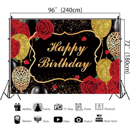 Fondo para cumpleaños rojo 8x6 pies para mujeres miniatura 5