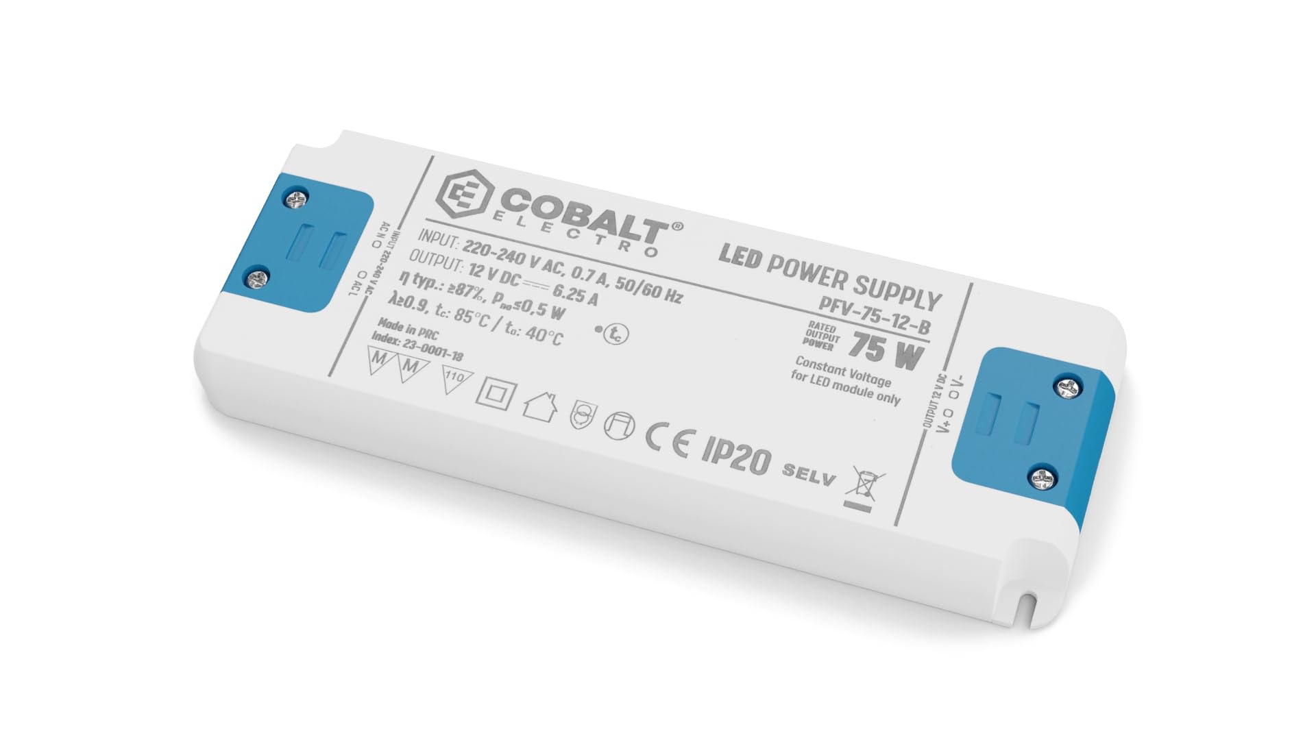 PFV zasilacz LED o stałym napięciu 75 W, 12 V, stopień ochrony IP20, kompaktowy, wydajny i bezpieczny, transformator do oświetlenia LED