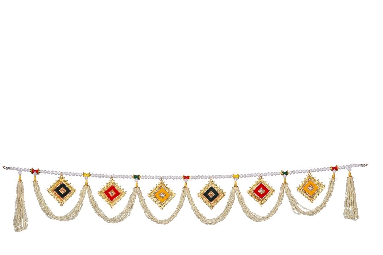 SHREEJI Handicraft Traditional Art Handmade Pearl Work Square latkan Bandarwal Toran for Door Hanging Toran Design 37"/3 feet -Pack of 1 (B) (B09ZXJW2GT) Amazon Price History, Amazon Price Tracker