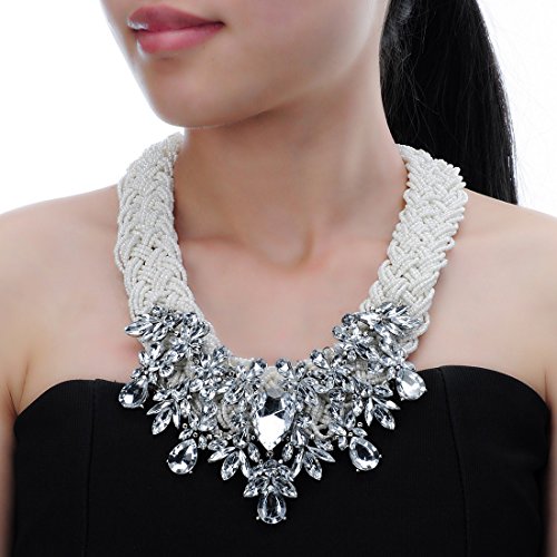 Jerollin Simulated Pearl Body Statement Necklace for Women, Fashion Collar Bib Necklaces Fashion Costume Jewelry Necklace…2