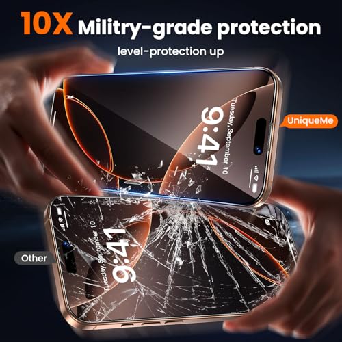 Image of UniqueMe for iPhone 16 Pro Max Blue Light Blocking Screen Protector, 2 Pack | 6.9 inch, Anti-blue Light, Eye Protection, Bubble-Free, Tempered Glass, 9H+ Hardness, 3D Full-coverage, Easy Installation