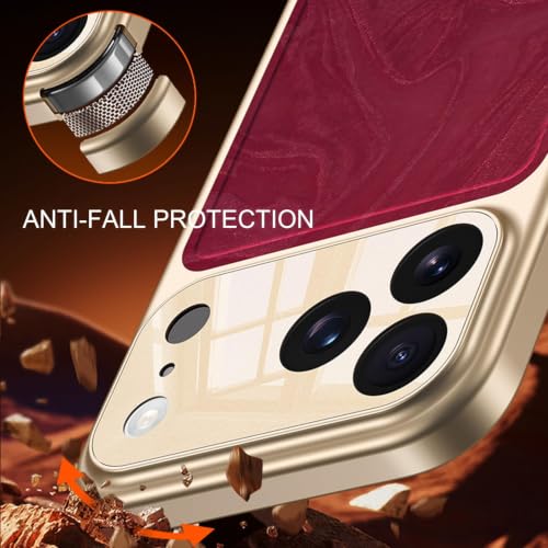Coque métallisée iPhone 17 Pro Max cuir rouge étui antichoc