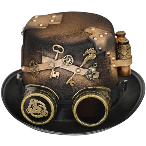 YYKSYDPT Steampunk Costume Hat Gothic Top Hats Halloween Skull Hat (Style-1)
