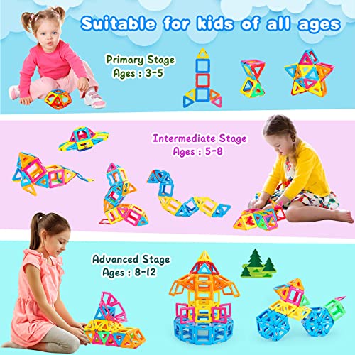 Idoot Kids Magnetic Tiles For Toddlers,Stem Toys For 3-5 Year Old Boys & Girls,Magnet Blocks Kids Educational Toys Birthday Gift Starter Set With Storage Bag #TOP1
