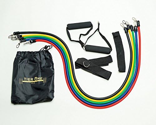 Tier One Fit Resistance Band Set 11 Pieces with Workout Guide