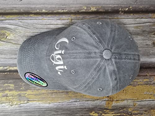 Embroidered Women's Gigi Baseball Hat With Ponytail Slot - Washed Gray Adjustable Cotton Cap For Grandmothers Mothers Nanas #TOP6