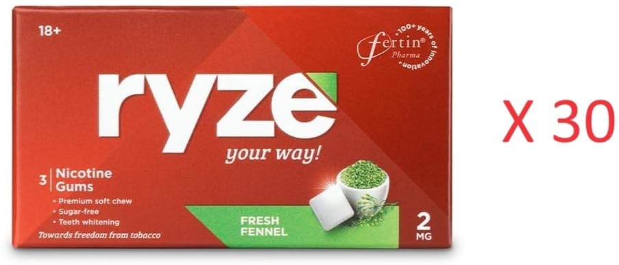 RYZE Nicotine Gums | Fresh Fennel | 2mg | Helps in Quitting Smoking and Chewing Tobacco | Soft Chew | 3 Gums each x Pack of 30 (B0D2D6945K) Amazon Price History, Amazon Price Tracker