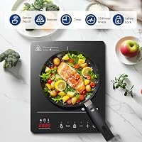 Aobosi Induktionskochfeld 1 Platte,Induktionskochplatte mit Booster-Funktion, 20 Leistungsstufen und Temperaturstufen,Kompakte Größe,2000W Tragbares Induktionskochfeld,10H-Timer,Schwarz – Ansicht 2