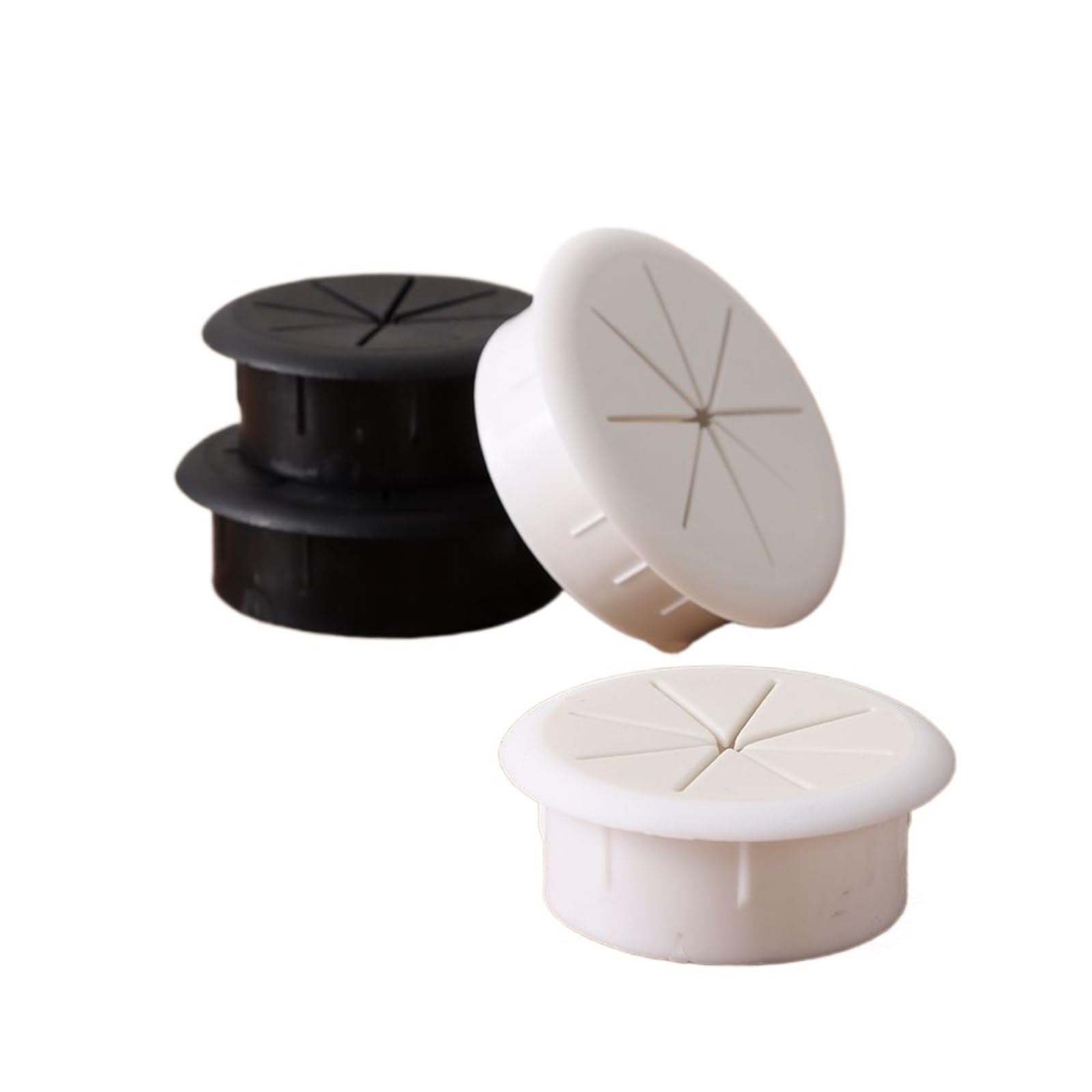 Desk Cable Grommet 20pcs Desk Cord Grommets Wire Organizer Cable Hole Cover for Office Furniture Passing Eight Petal(White-50mm)