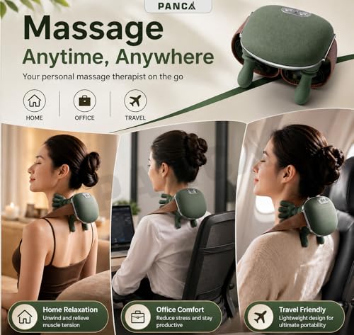 Image of PANCA Heated Neck & Back Massager with 4D Kneading, Wireless Portable Electric Deep Tissue Massager for Shoulder, Cervical, Back, Leg & Foot Pain Relief, Rechargeable Body Massager (Green)