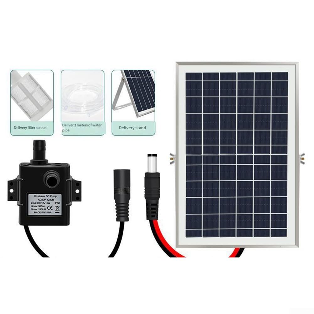 Solarny system pompy wodnej 10 W, 240 l/h, pompa zanurzeniowa z przezroczystą rurą 2 m, kompletny zestaw cyrkulacji i filtracji do stawów rybnych, akwariów, fontann zewnętrznych