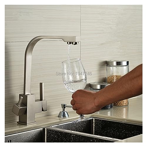 Grifo de fregadero de 3 vías blanco con doble orificio para agua filtrada y fría 6
