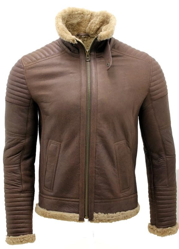 Image of B3 Bomber Real Leather Jacket- Real Shearling Flying Aviator Sheepskin Jacket For Men