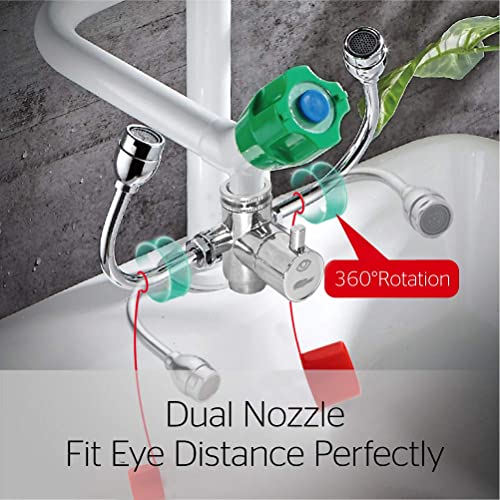 Image of Emergency Eye Wash Station - Faucet Mounted Eyewash Unit for Sink Attachment, First Aid Eye Flush Solution for Lab, Factory, Office, or Home - Includes 4 Adapters