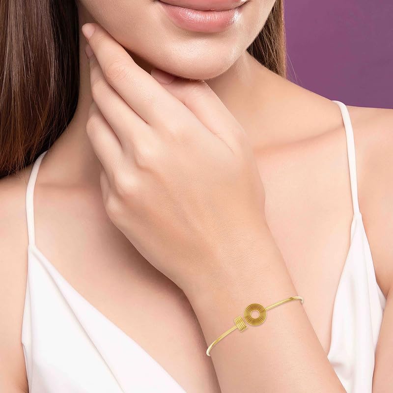 Image of Kisna 9 KT Orbit Flexible Yellow Gold Bangle For Women