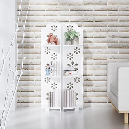 Dripex Corner Shelves Storage Bookcase Standing Shelf Units for Bathroom, Living Room, Bedroom, Kitchen, Balcony (3 Tier Flower)