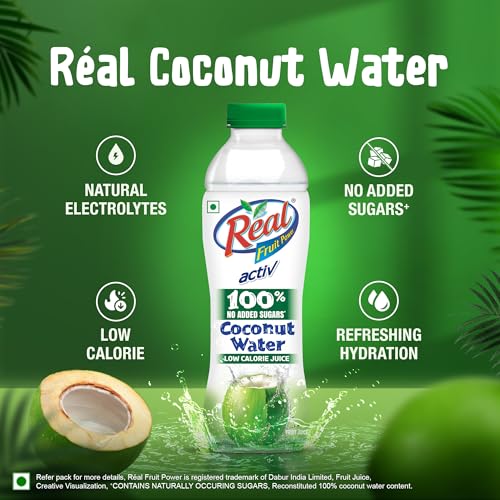 Image of Real Activ Coconut Water (Pack of 6, 200ml Each) | Hydrating & Refreshing Drink with Coconut Flavour | Good for Skin Health