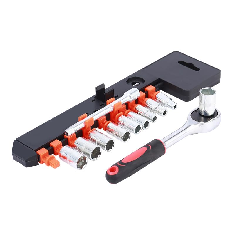 Image of 12Pcs 1 /4 inch Ratchet Socket Wrench Set, Heavy Duty Chrome Steel Drive Socket Set of 10 4-13mm Socket Quick Release Ratchet Handles and Extensions (Pack of 2)