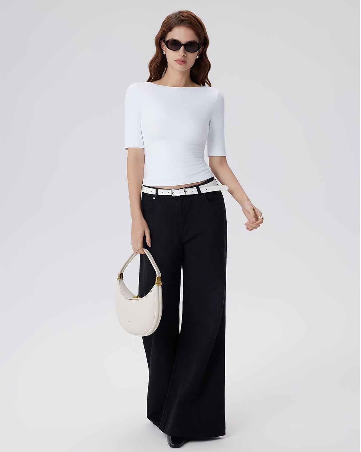 SUUKSESS Women Double Lined Half Sleeve Boat Neck Tops Tight Fitted Shirts - Image 5