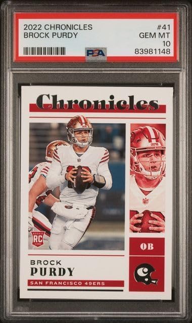 Brock Purdy 2022 Panini Chronicles Football Rookie Card #41 Graded PSA 10 Cert #83981148