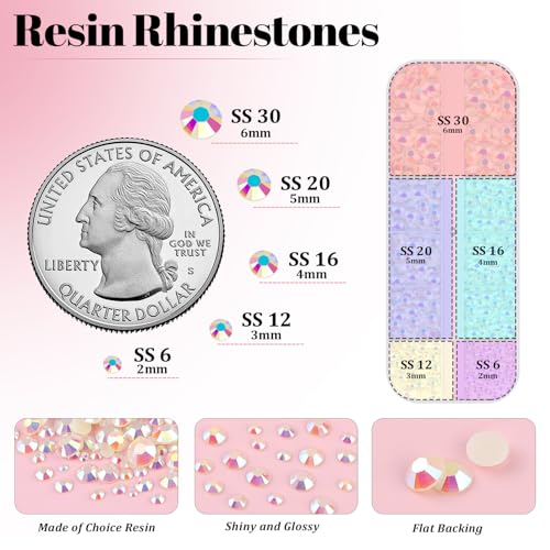 Image of Resin Rhinestones for Crafting with 3Pcs 10ml B7000 Jewelry Glue, 1 Box Beige AB Flatback Gems Crystals Diamond for Bedazzling Crafts DIY Nail Art Makeup, Gems for Clothing Tumblers Shoes