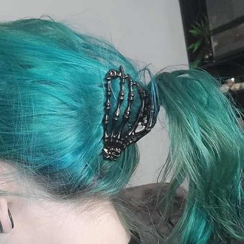 3 Pinzas para cabello Halloween diseño esqueleto y murciélago miniatura 3