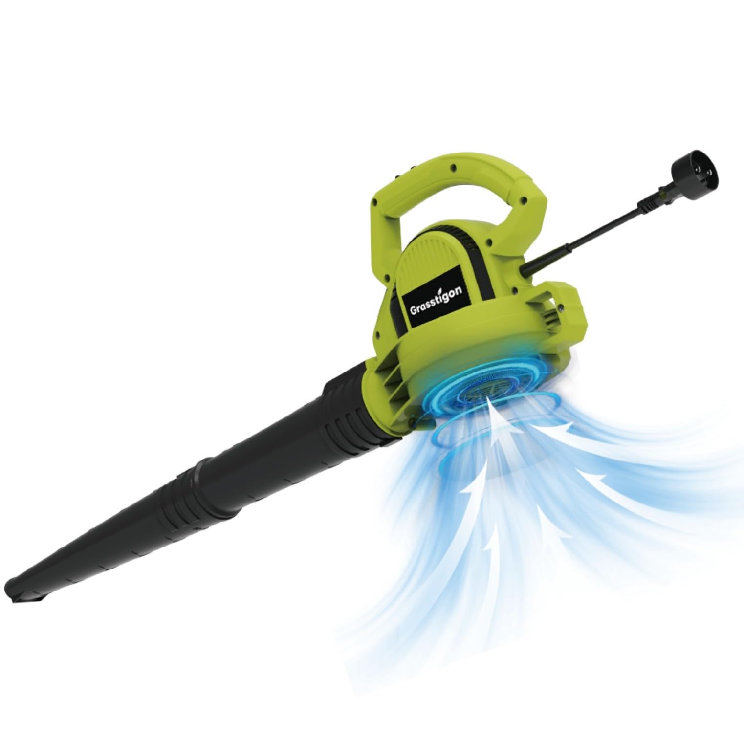 Photo 1 of Grasstigon Electric Leaf Blower Corded, 7-Amp, 390CFM/ 210MPH, 2 Speed Modes, Powerful Lightweight Handheld Blowers for Lawn Care, Patio, Leaves, Dust, Snow (Green)