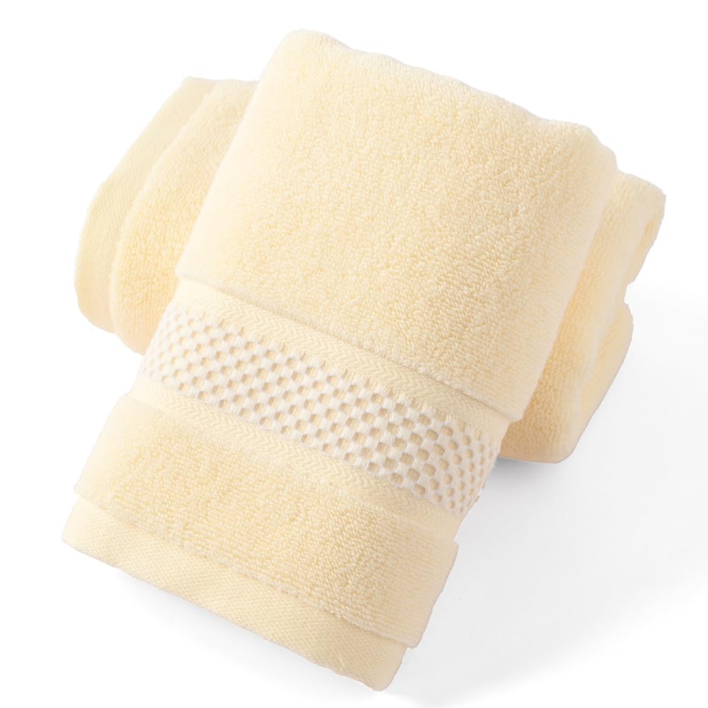 sense gnosis Beige Hand Towel Set of 2 Absorbent 100% Cotton Quick Dry Super Soft Hand Towels for Bathroom 13 X 29 Inches