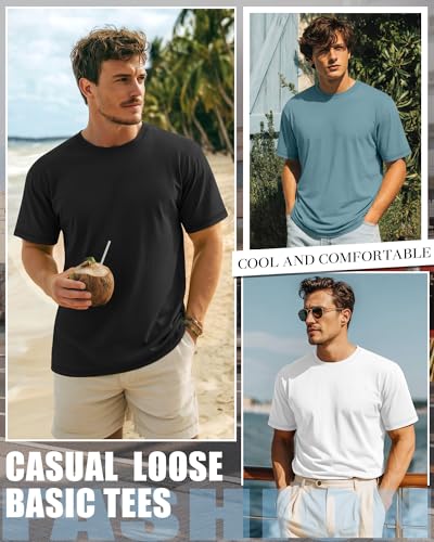 Image of Neer 3 Pack Big and Tall T-Shirts for Men L-7xl Tops | Large Casual Stretch Workout Tees, Short Sleeve Crewneck Oversized Shirts, Classic Summer Outfits, Comfy Basic Loose Clothes