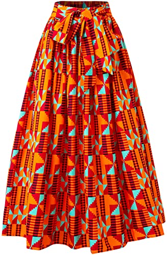 SHENBOLEN Women African Print Skirt Ankara Maxi Skirt Dashiki Skirt (One Size,Z)