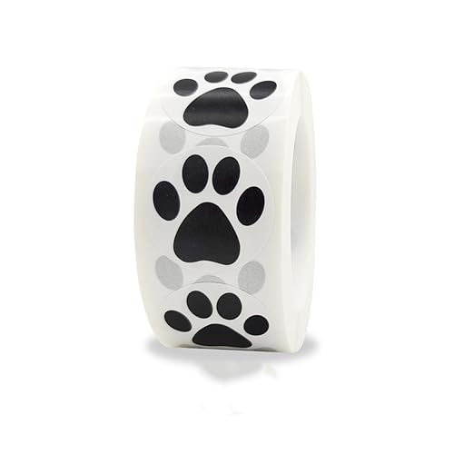 1 Rollo de 500 Piezas Etiquetas engomadas de la impresión de la pata Perro Gato Oso Mascota Huella Etiquetas…