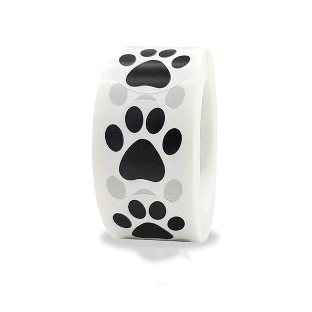 1 Rollo de 500 Piezas Etiquetas engomadas de la impresión de la pata Perro Gato Oso Mascota Huella Etiquetas…