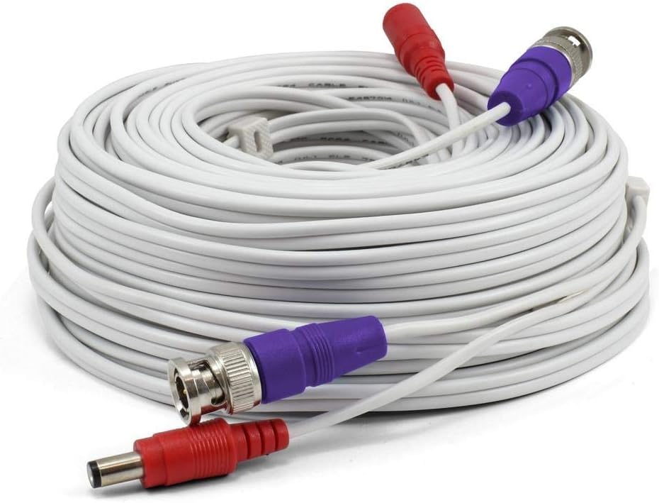 bostek cctv camera cable with bnc & dc power connector | plug & play video power extension cable