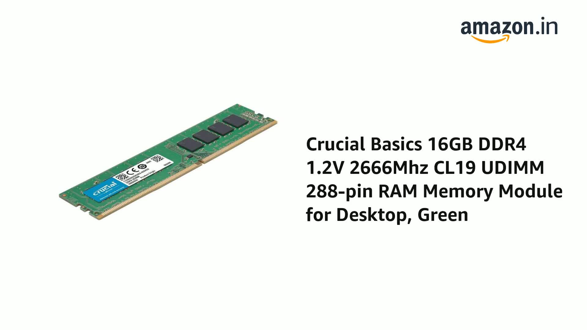 Amazon.in: Buy Crucial Basics 16GB DDR4 1.2v 2666Mhz CL19 UDIMM