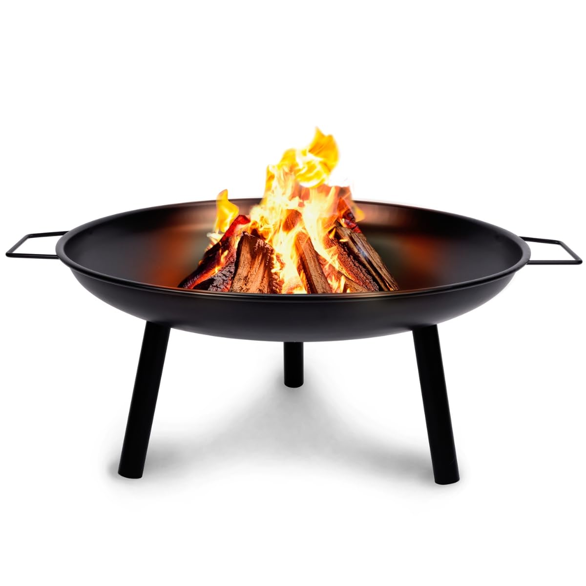 Alpina Brasero Extérieur Ø60 cm Incinérateur de Jardin sur Pied - Facile à Transporter avec Poignées - Décoration Jardin et Terrasse Extérieurs - Acier Au Carbone, Noir