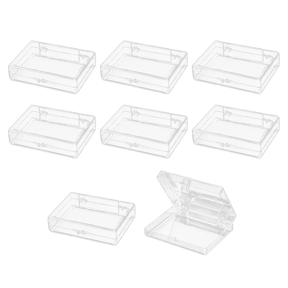 FEIHS 8 pcs Acrylic Box, Containers Storage Organizer,Transparent Dustproof Box,for storing sweets, jewellery, paper clips, stamps, cotton wool balls and similar items(Flip-style)