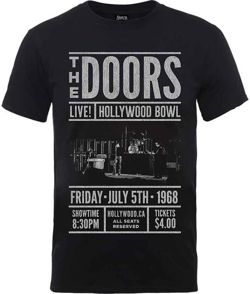 The Doors T Shirt Live Hollywood Bowl Flyer Band Logo Official Unisex Black