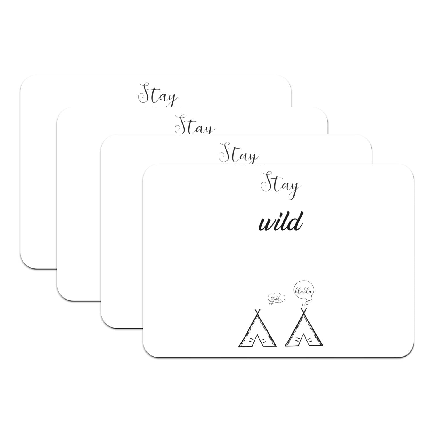 Set de table stay wild lot de 4 grand format motif tipi caoutchouc