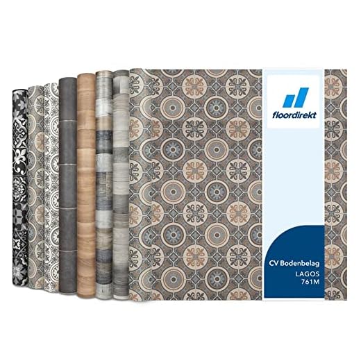 Floordirekt | Rouleaux, Dalles et lames PVC | 100 x 200 cm | Épaisseur de 2,7 mm | Revetement Idéal pour les passages intensifs cuisine, le salon, le couloir et la chambre | Lagos 761m