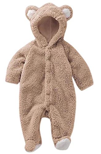 Image of Luckyauction Baby Toddler Winter Cute Bear Fleece Romper Coffee