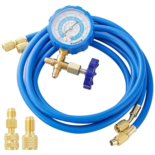 R410A Recharge Kit AC Charging Hose R410A Manifold Gauge Set with R410A Mini Split Adapter 1/4 x 5/16 R134A Tank Adapter 1/4 SAE X 1/2 Low Pressure Manifold Gauge Hose 59