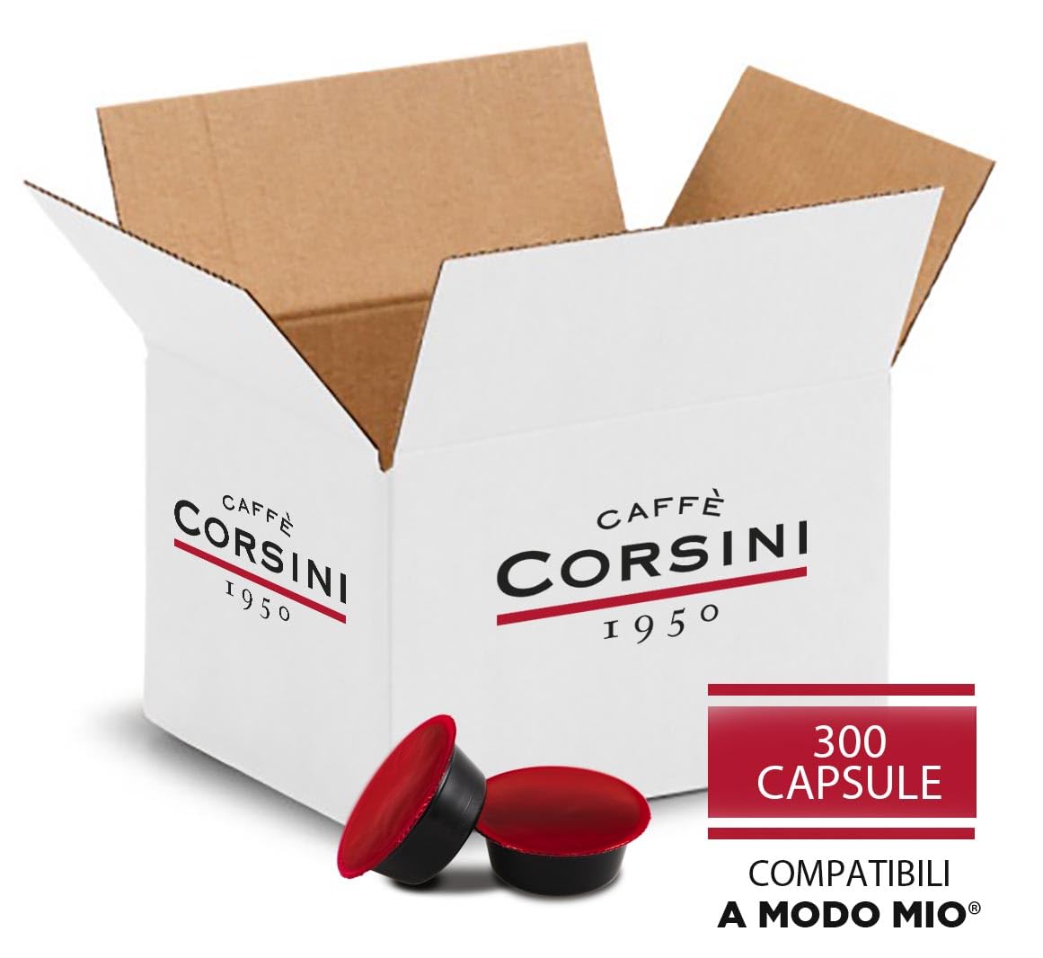 Caffè Corsini - Cápsulas de Café Compatibles con Lavazza A Modo Mio Classico Italiano, Sabor Intenso, 300 Cápsulas