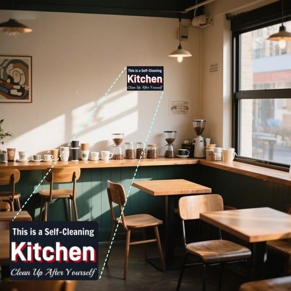 Miniatura 2 de Cartel de lata de cocina rústica, divertido arte de pared de metal con texto en inglés "Clean Up After Yourself" para granja, cafetería, bar y