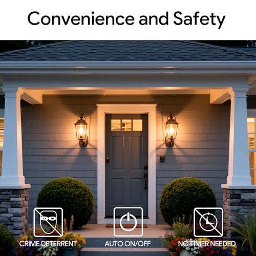 Image of Energetic 6 Pack Dusk to Dawn LED Outdoor Light Bulb, 60 Watt Equivalent(5W), 500LM, Soft White 2700K, E12 Base, Automatic On /Off Sensor Edison Filament Candelabra Bulb for Porch, Photocell Sensor ETL