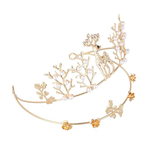 Miniatura 2 de Didiseaon 3 diademas navideñas con cuernos de cristal para mujer, disfraz de Papá Noel para adultos, diadema de Navidad, tiaras y coronas de