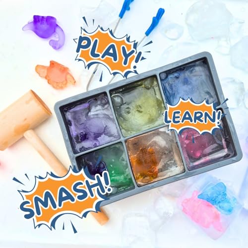 Image of Sensory Play for Kids!Incl. Ice Tray, Wooden Hammer,Toys & Tongs.Fine Motor Skills, Hand-Eye Coordination,Hammering & Pounding, Toy for 2 3 4 5 year old,Cause&Effect.Toddler Toy,Toddler games,Toy Gift